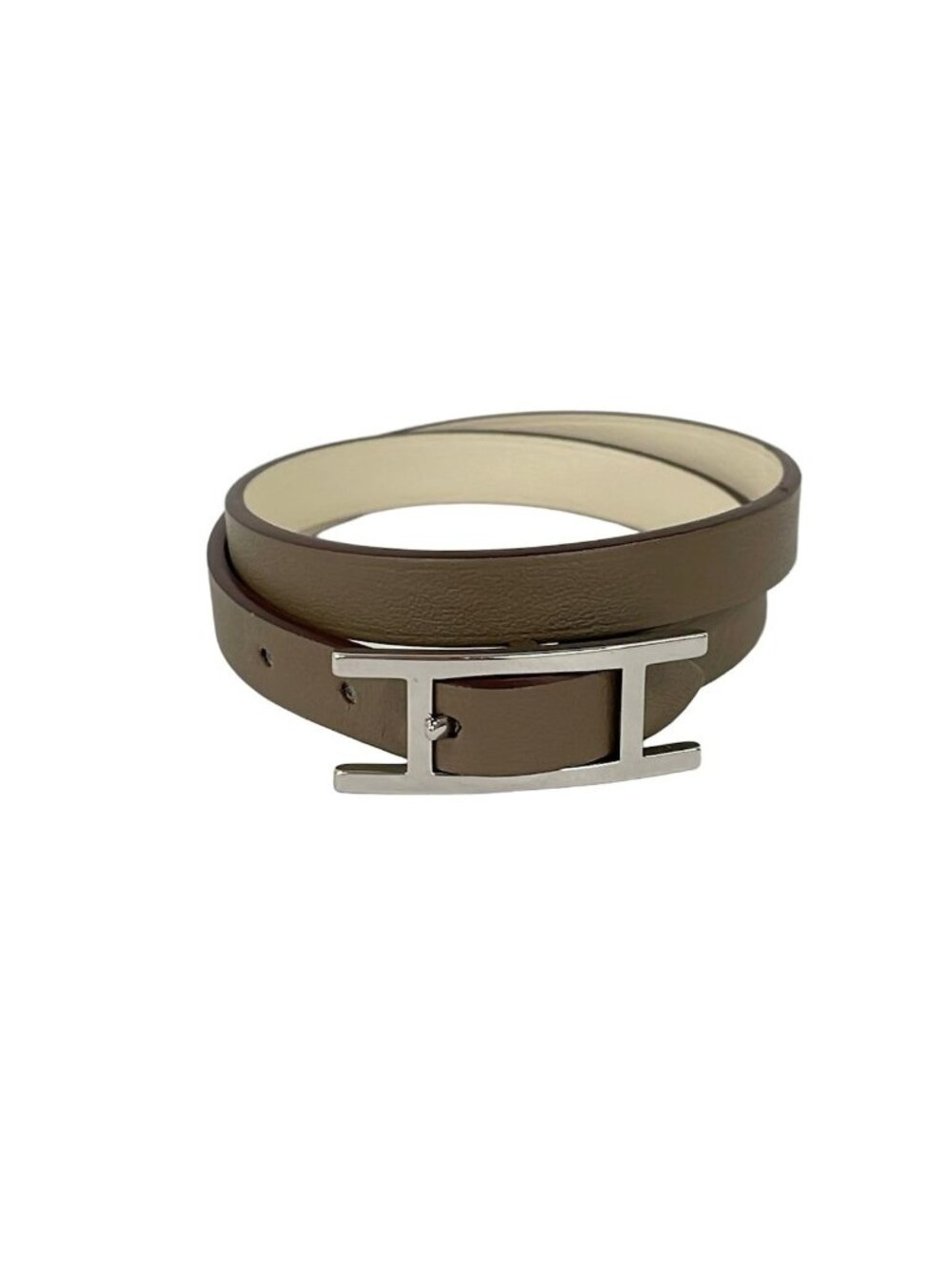 Hermes Bracelet Behapi Double Tour Etoupe Nata Silver